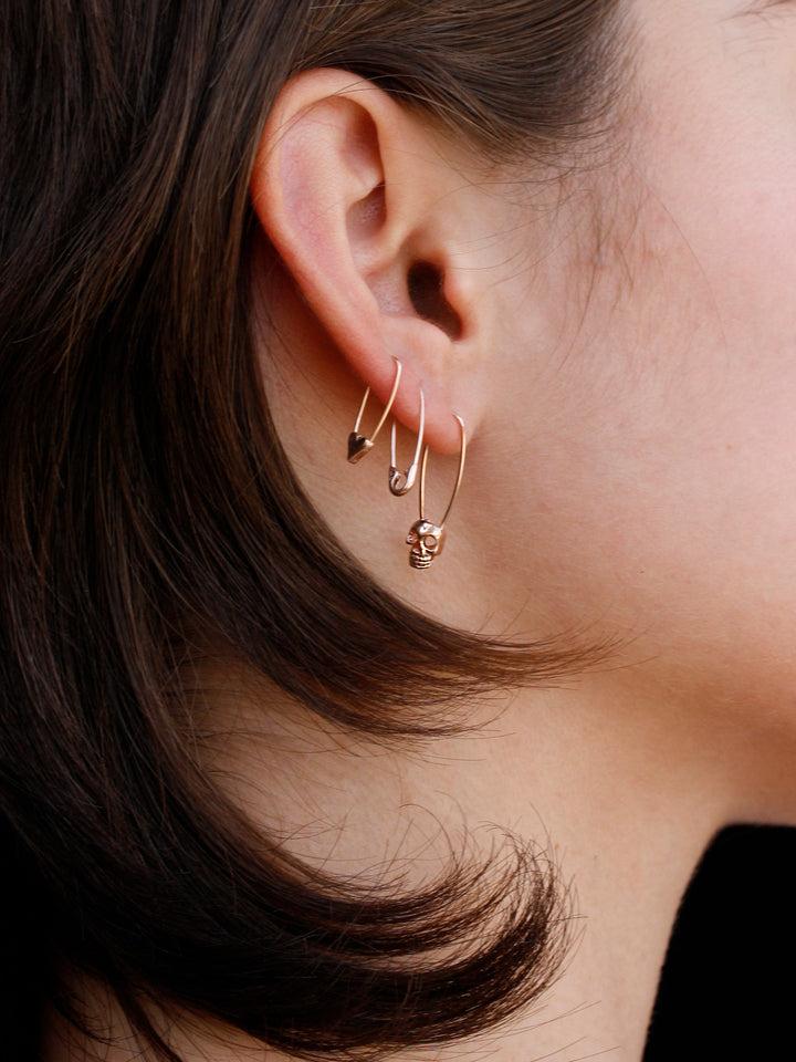 Loren Stewart Skull Safety Pin Earring