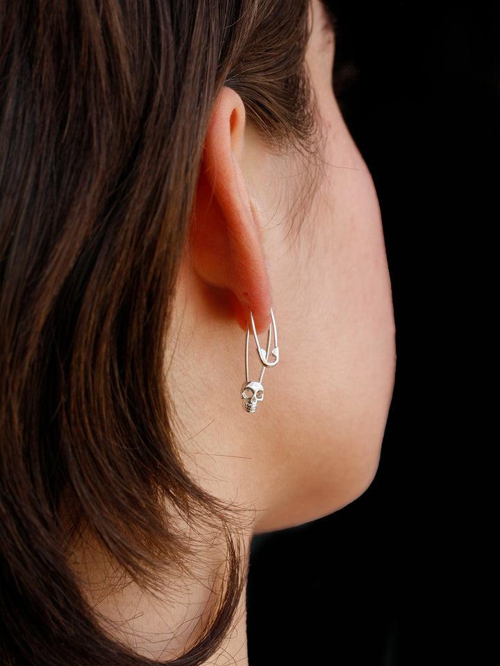 Loren Stewart Skull Safety Pin Earring
