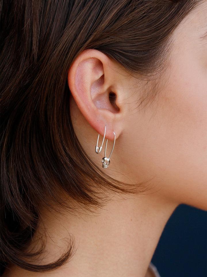 Loren Stewart Skull Safety Pin Earring