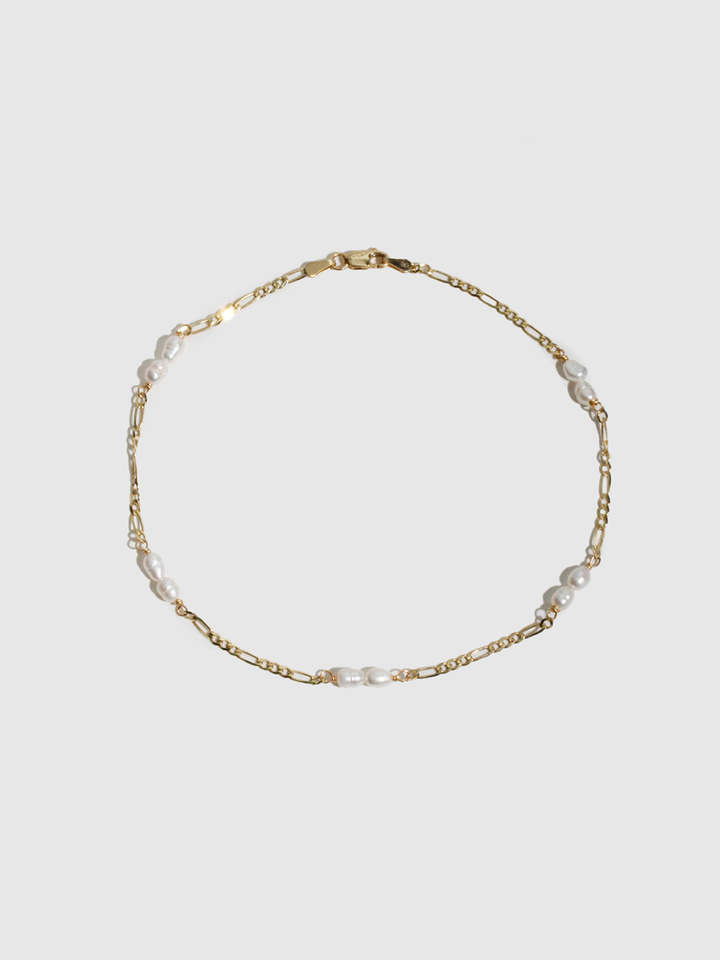 loren stewart Solid Petite Figaro & Pearl Anklet
