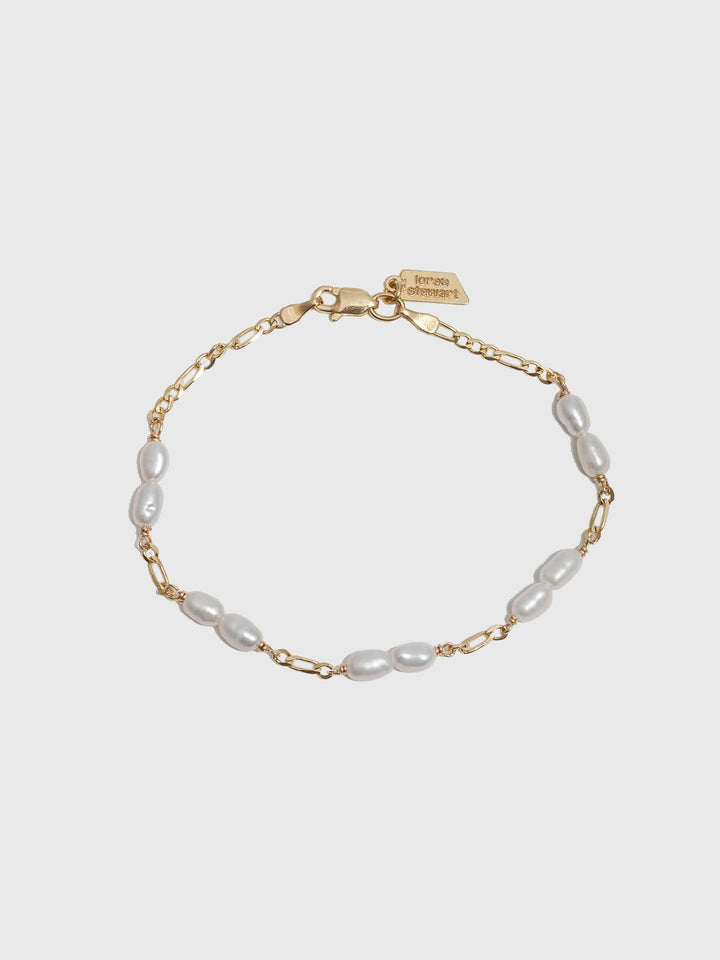 loren stewart Solid Petite Figaro & Pearl Bracelet