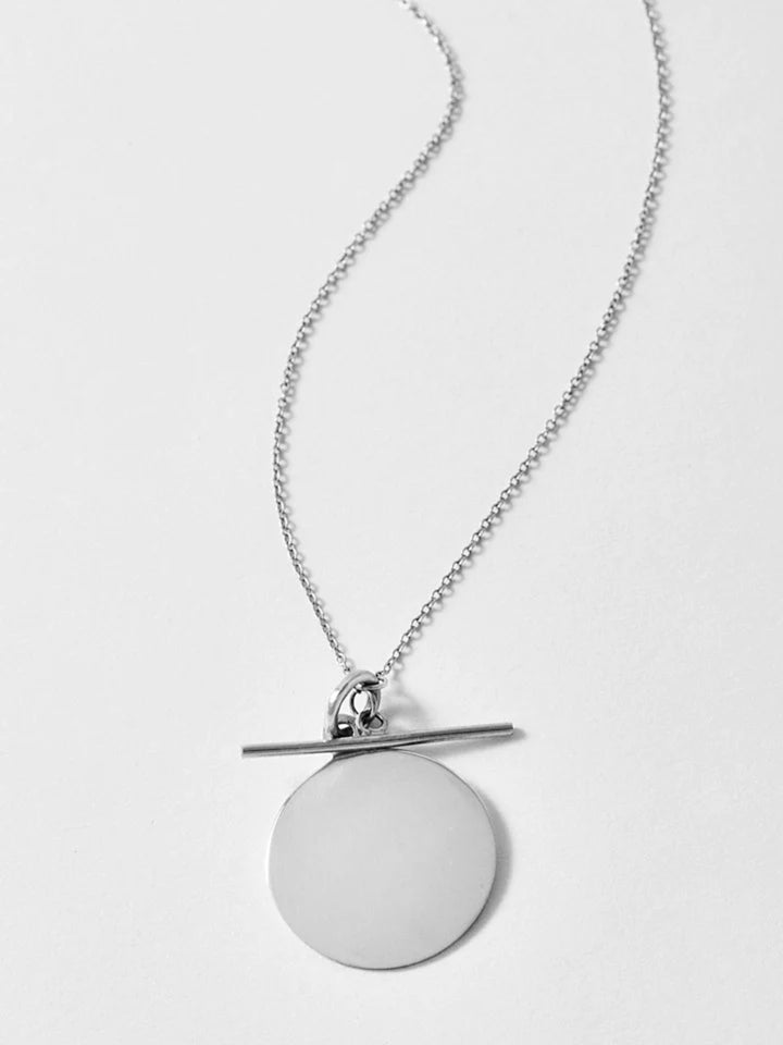 Loren Stewart Sterling Silver Disk & Toggle Necklace