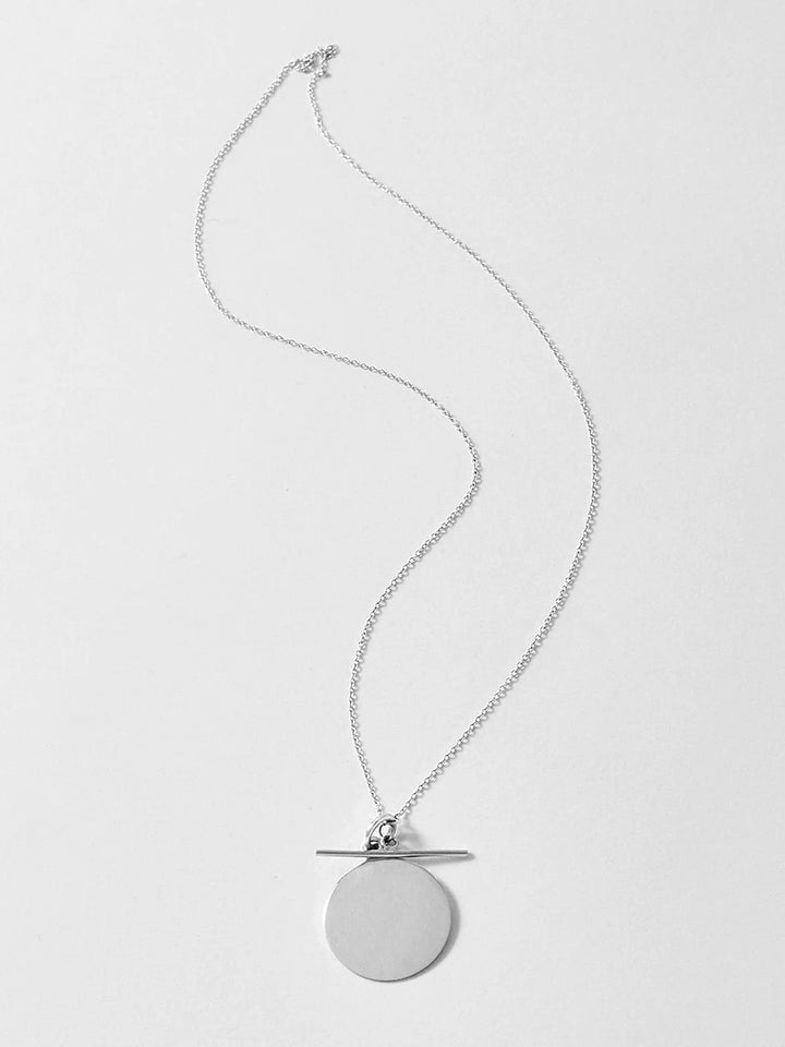 loren stewart Sterling Silver Disk & Toggle Necklace