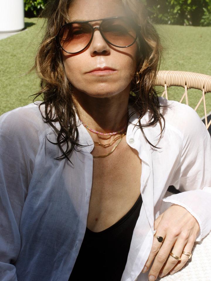 Loren Stewart Vermeil Herringbone Necklace