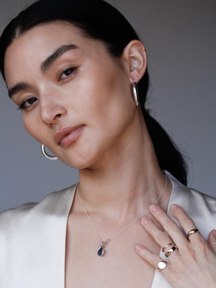 Loren Stewart Sterling Silver Mini Disk & Toggle Necklace