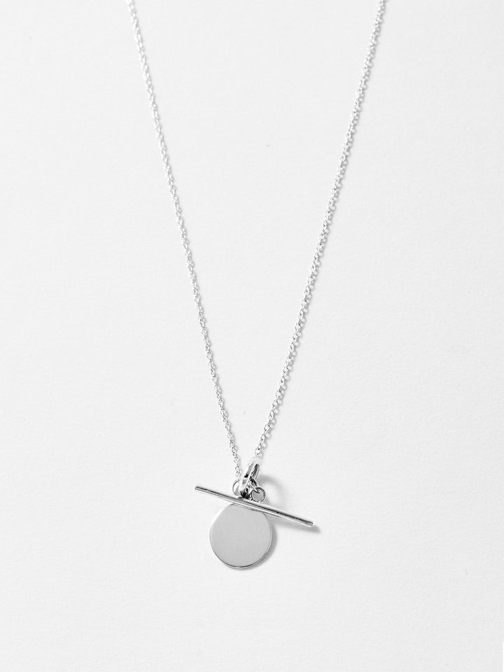 loren stewart Sterling Silver Mini Disk & Toggle Necklace