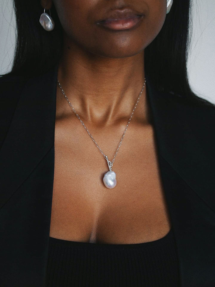 Loren Stewart Sterling Silver Pearl & Toggle Necklace