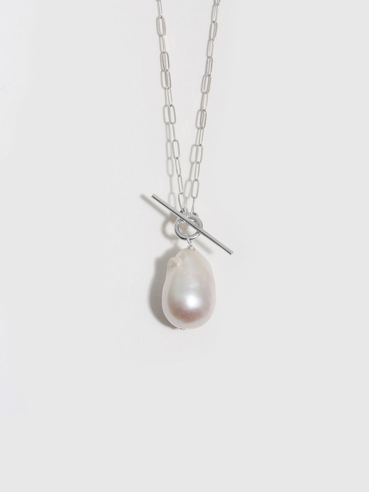 Loren Stewart Sterling Silver Pearl & Toggle Necklace