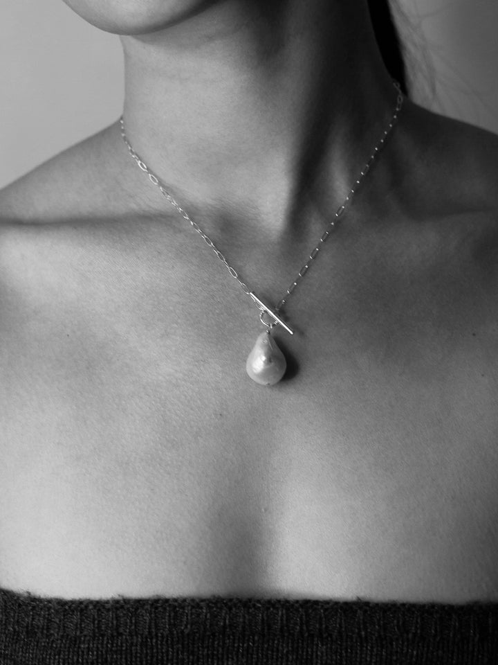 Loren Stewart Sterling Silver Pearl & Toggle Necklace