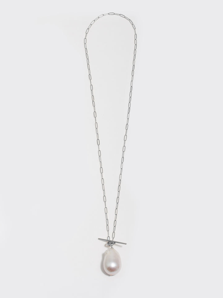 loren stewart Sterling Silver Pearl & Toggle Necklace