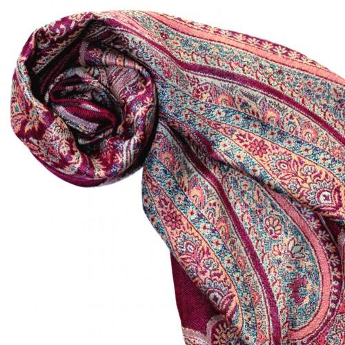 lorenzo cana 100% Viscose Scarf Paisley Burgundy Teal For Men LORENZO CANA