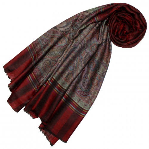 lorenzo cana Cashmere mens scarf maple red paisley LORENZO CANA