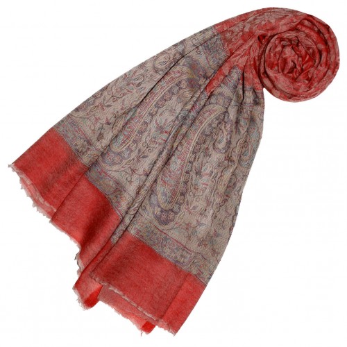 lorenzo cana Cashmere mens scarf Orange Beige Paisley LORENZO CANA