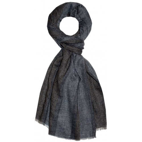 Lorenzo Cana Cashmere Mens Scarf Stripe Nature Dark LORENZO CANA