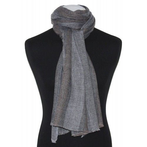 Lorenzo Cana Cashmere Mens Scarf Stripe Nature Dark LORENZO CANA