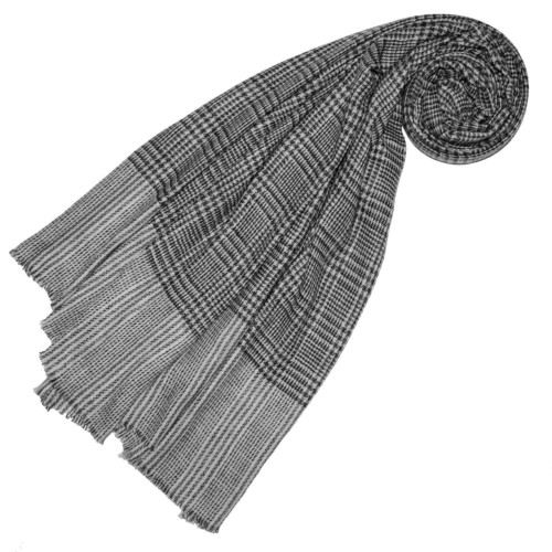 lorenzo cana Cashmere mens scarf uncolored gray checkered LORENZO CANA