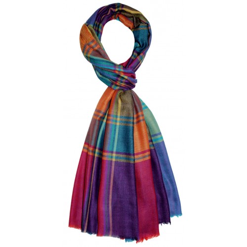 Lorenzo Cana Cashmere Mens Scarf Uni Twill Multicolored Checkered LORENZO CANA