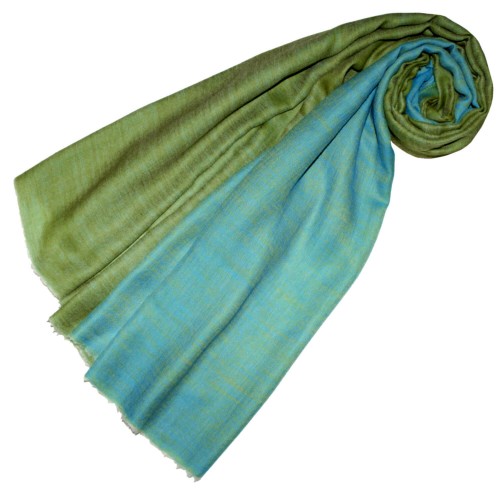 lorenzo cana Cashmere scarf doubleface grass and turquoise LORENZO CANA