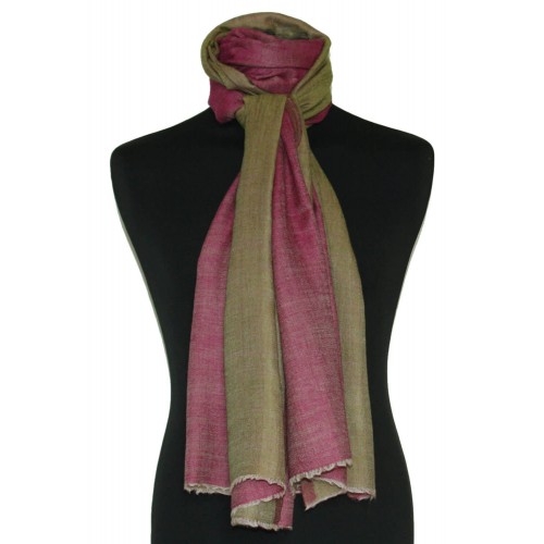 Lorenzo Cana Cashmere Scarf Doubleface Raspberry Pink And Fir Green LORENZO CANA
