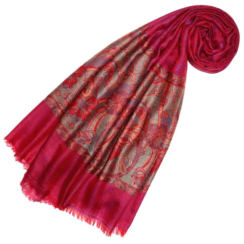 lorenzo cana Cashmere scarf Pink Red Paisley LORENZO CANA