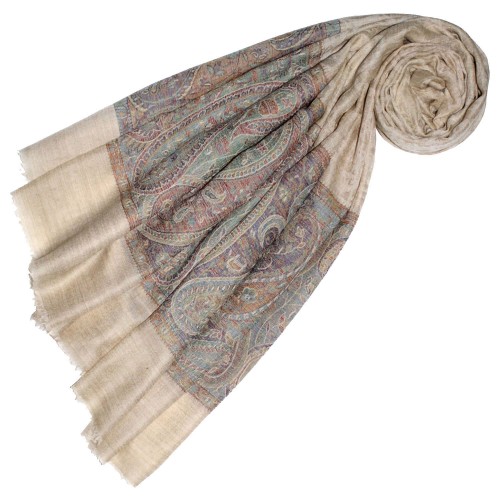 lorenzo cana Cashmere scarf sand colors Paisley LORENZO CANA