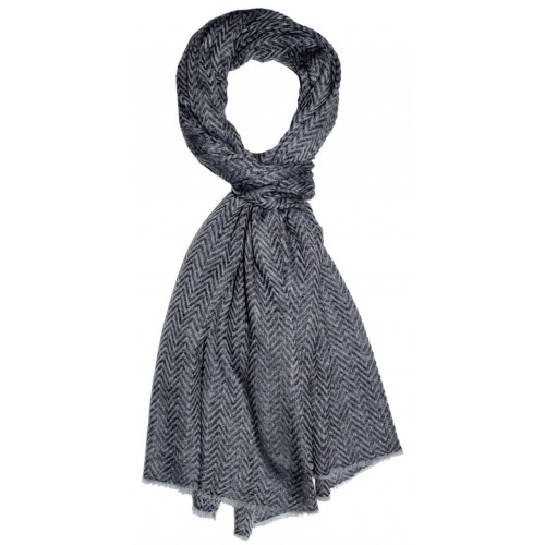 Lorenzo Cana Cashmere Scarf Uncoloured Aztec Pattern LORENZO CANA