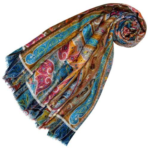lorenzo cana Cashmere silk ladies shawl turquoise LORENZO CANA