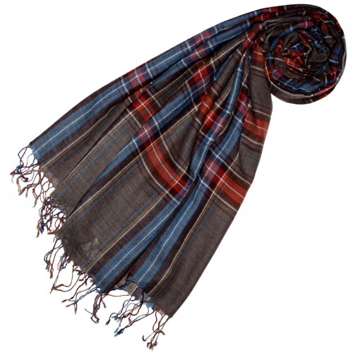 lorenzo cana Cashmere + wool mens scarf blue red brown LORENZO CANA