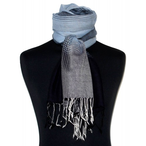 Lorenzo Cana Cashmere + Wool Mens Scarf Blue Striped LORENZO CANA