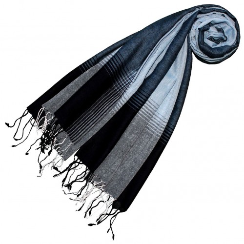 lorenzo cana Cashmere + wool mens scarf blue striped LORENZO CANA
