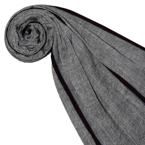 Lorenzo Cana Cashmere + Wool Mens Scarf Gray Black LORENZO CANA