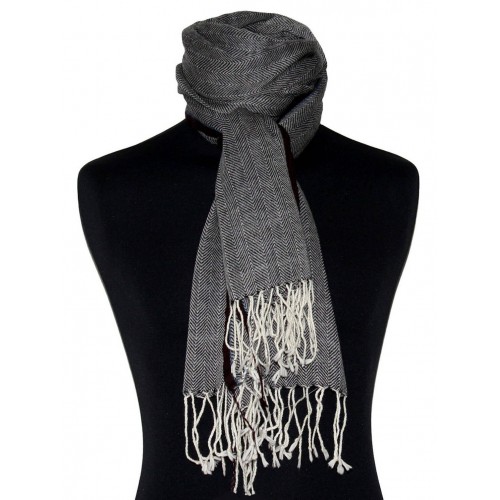 Lorenzo Cana Cashmere + Wool Mens Scarf Gray Black LORENZO CANA