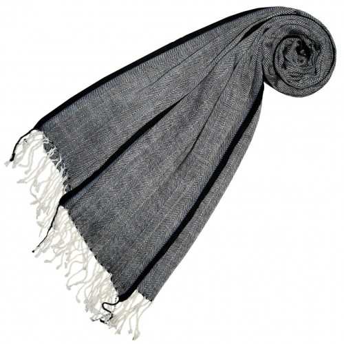 lorenzo cana Cashmere + wool mens scarf gray black LORENZO CANA