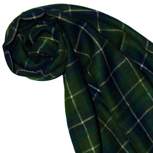 Lorenzo Cana Cashmere + Wool Mens Scarf Green Checked LORENZO CANA
