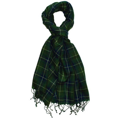 Lorenzo Cana Cashmere + Wool Mens Scarf Green Checked LORENZO CANA