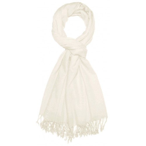 Lorenzo Cana Cashmere + Wool Mens Scarf Ivory White Single Color LORENZO CANA