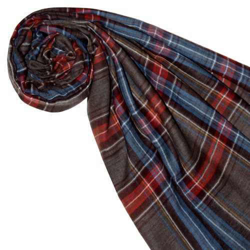 Lorenzo Cana Cashmere + Wool Scarf Blue Red Brown LORENZO CANA