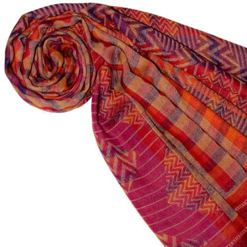 Lorenzo Cana Cotton And Wool Mens Scarf Pink Red Beige LORENZO CANA
