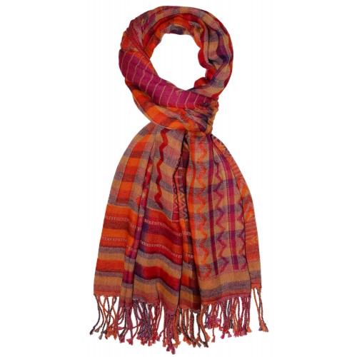 Lorenzo Cana Cotton And Wool Mens Scarf Pink Red Beige LORENZO CANA