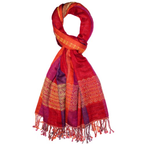 Lorenzo Cana Cotton And Wool Mens Scarf Pink Red Purple LORENZO CANA