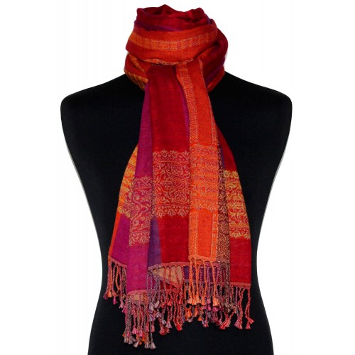 Lorenzo Cana Cotton And Wool Mens Scarf Pink Red Purple LORENZO CANA