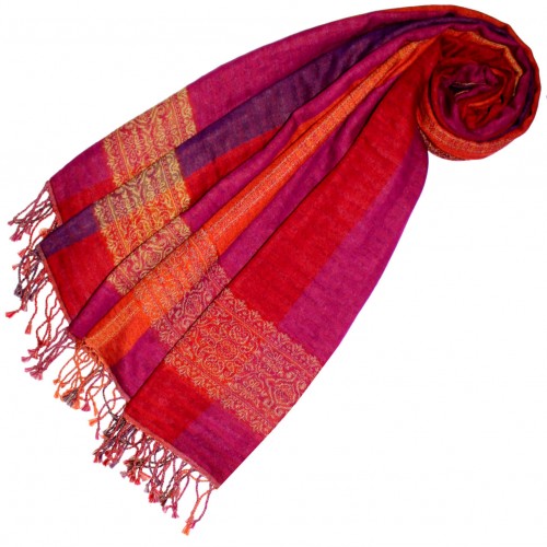 lorenzo cana Cotton and wool mens scarf pink red purple LORENZO CANA