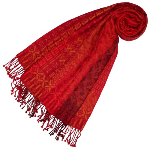 lorenzo cana Cotton and wool mens scarf red black yellow LORENZO CANA