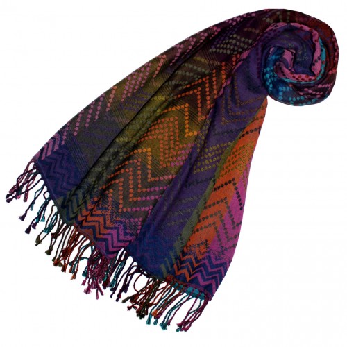 lorenzo cana Cotton and wool scarf blue green orange LORENZO CANA