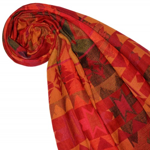 Lorenzo Cana Cotton And Wool Scarf Red Yellow Green LORENZO CANA