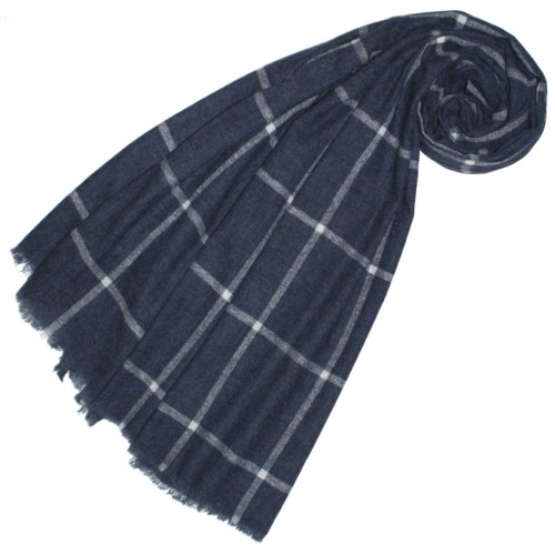 lorenzo cana Fluffy Cashmere mens scarf Slate Blue LORENZO CANA