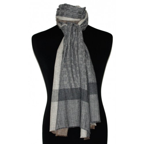 Lorenzo Cana Fluffy Cashmere Stole Pigeon Grey Cappuccino LORENZO CANA