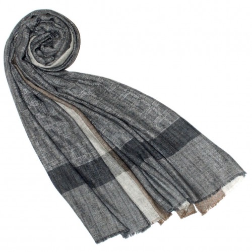 lorenzo cana Fluffy Cashmere Stole Pigeon Grey Cappuccino LORENZO CANA