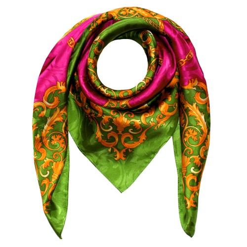Lorenzo Cana Ladie's Shawl Green Purple Gold Silk Floral LORENZO CANA