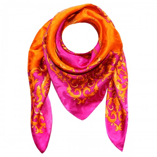 Lorenzo Cana Ladie's Shawl Orange Pink Silk Floral LORENZO CANA